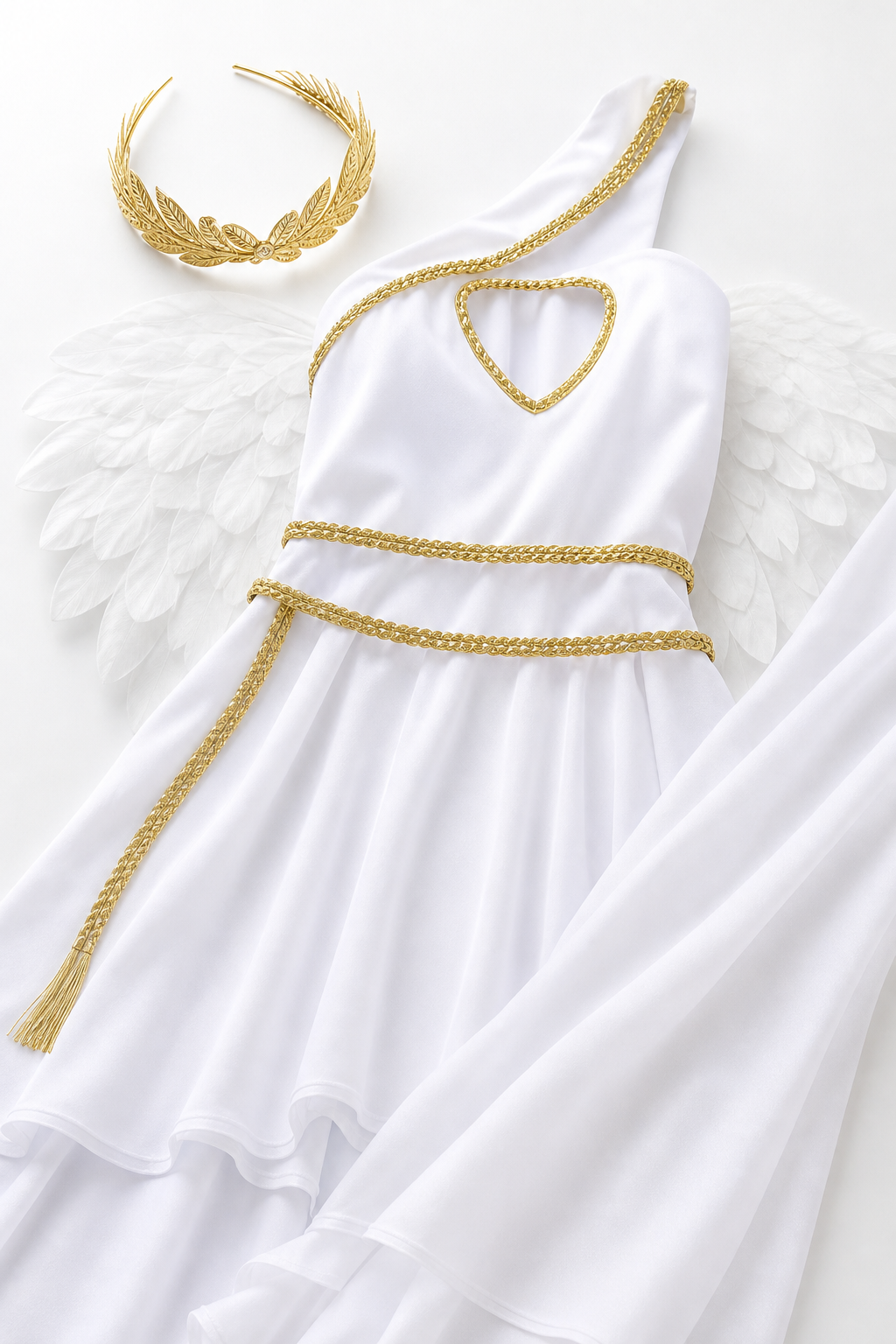 White Greek Goddess Costume with Wings and Tiara
