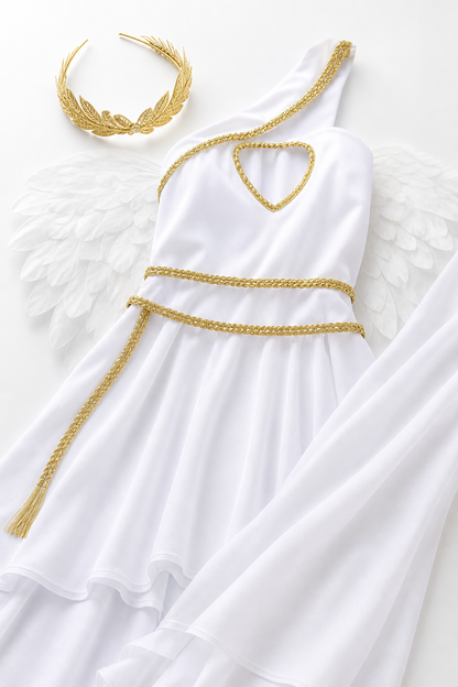 White Greek Goddess Costume with Wings and Tiara