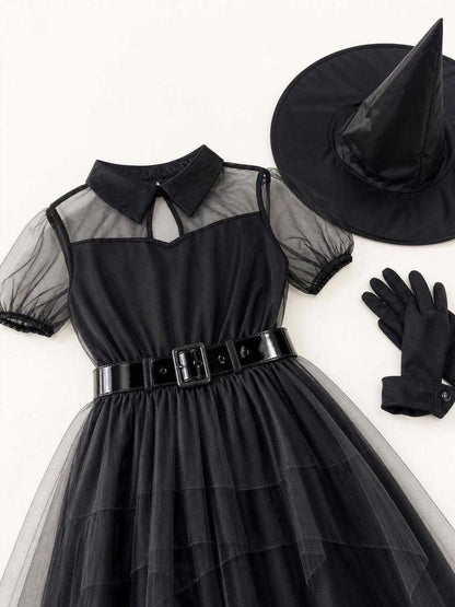 Halloween Witch Dress with Hat and Gloves