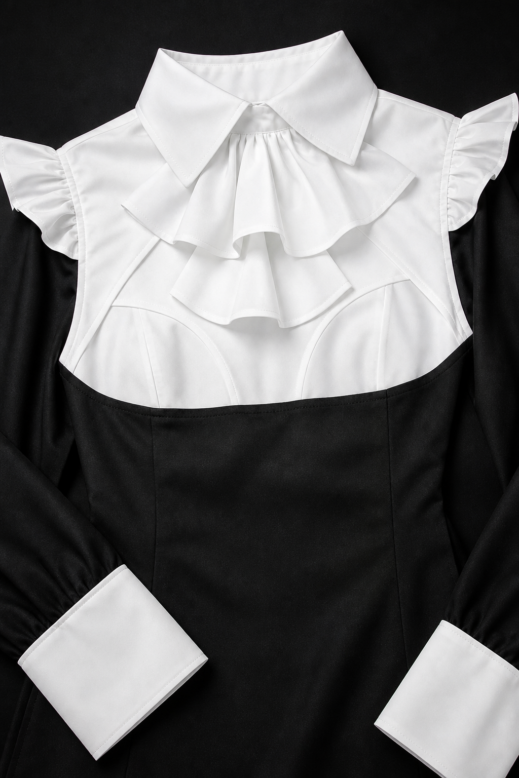 Black-and-White Nun Costume with Long Sleeves for Halloween
