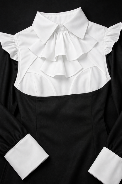Black-and-White Nun Costume with Long Sleeves for Halloween
