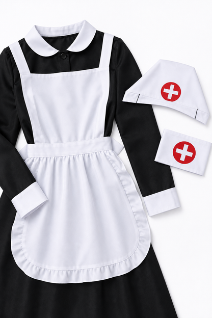 Nurse Costume Carnival Set with Apron and Cap