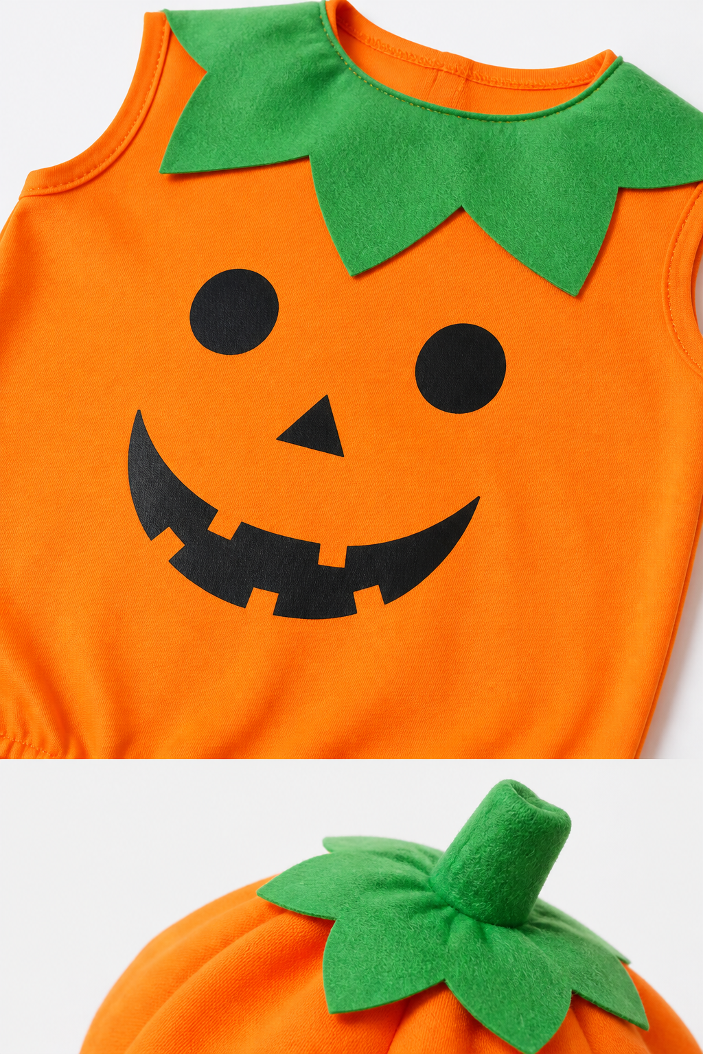 Kids' Pumpkin Halloween Costume, 3 Pieces
