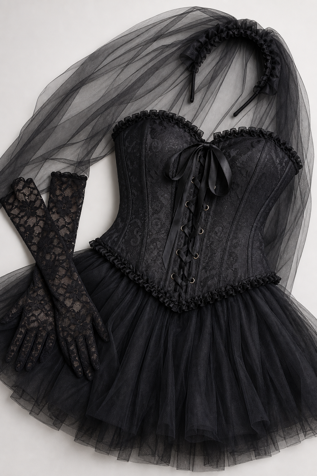 Black corset and tulle skirt masquerade costume