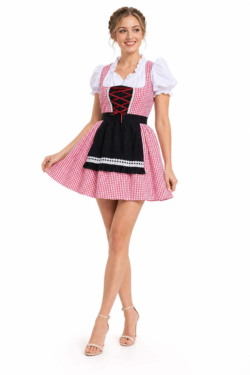 Bavarian Dirndl Costume with Apron for Oktoberfest