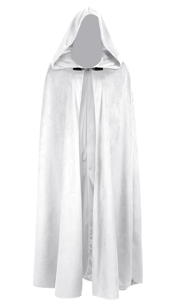Long White Hooded Carnival Cloak