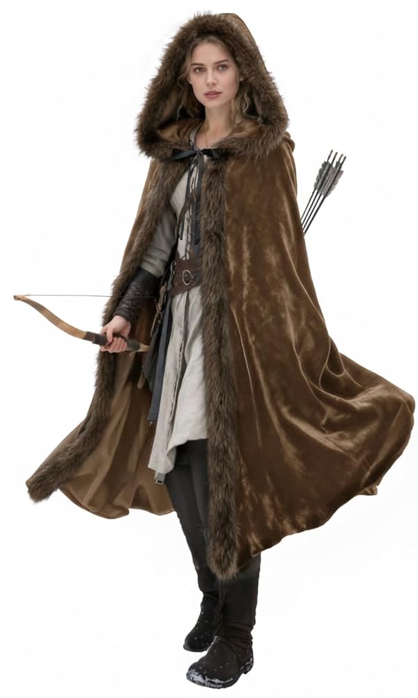 Brown Hooded Costume Cape