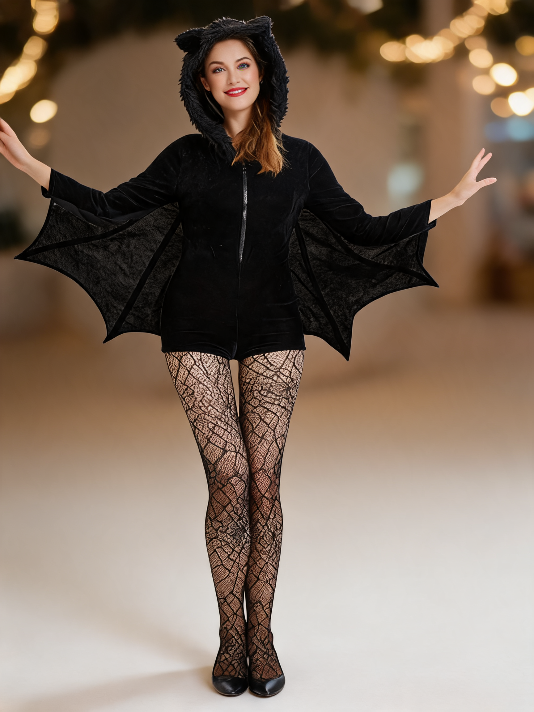 Black Halloween Costume with Bat Wings