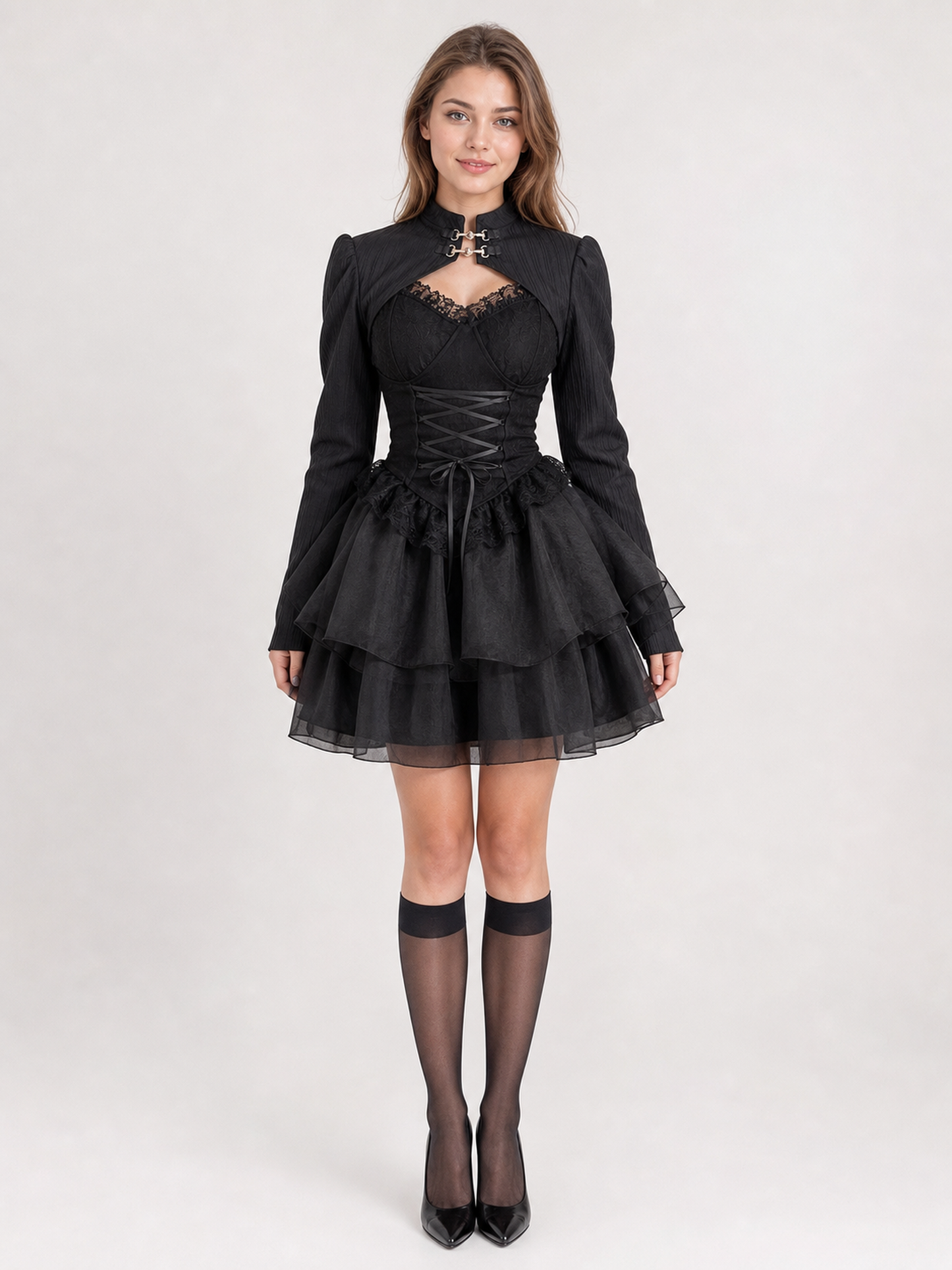 Black Gothic Corset Dress for Halloween