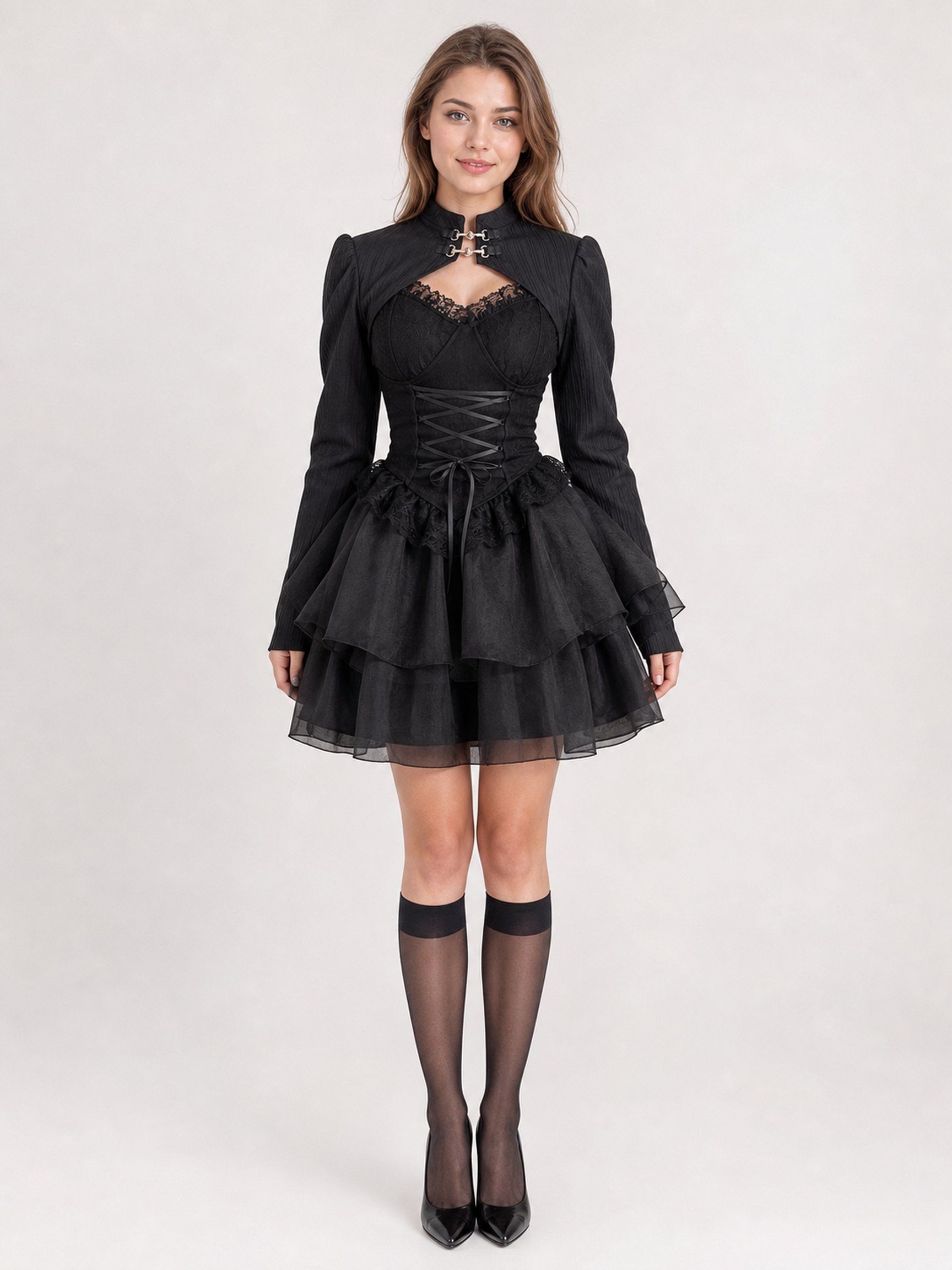 Black Gothic Corset Dress for Halloween