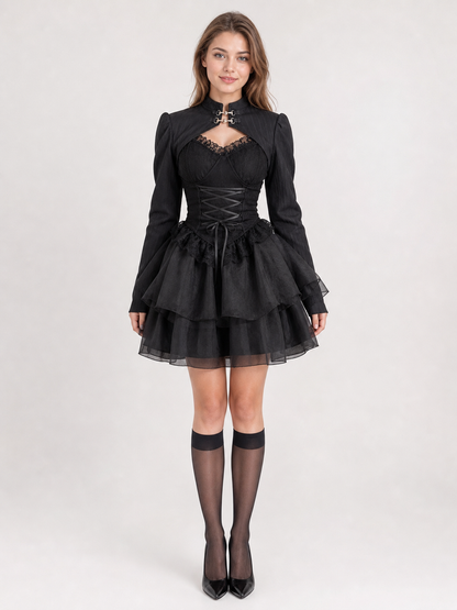 Black Gothic Corset Dress for Halloween