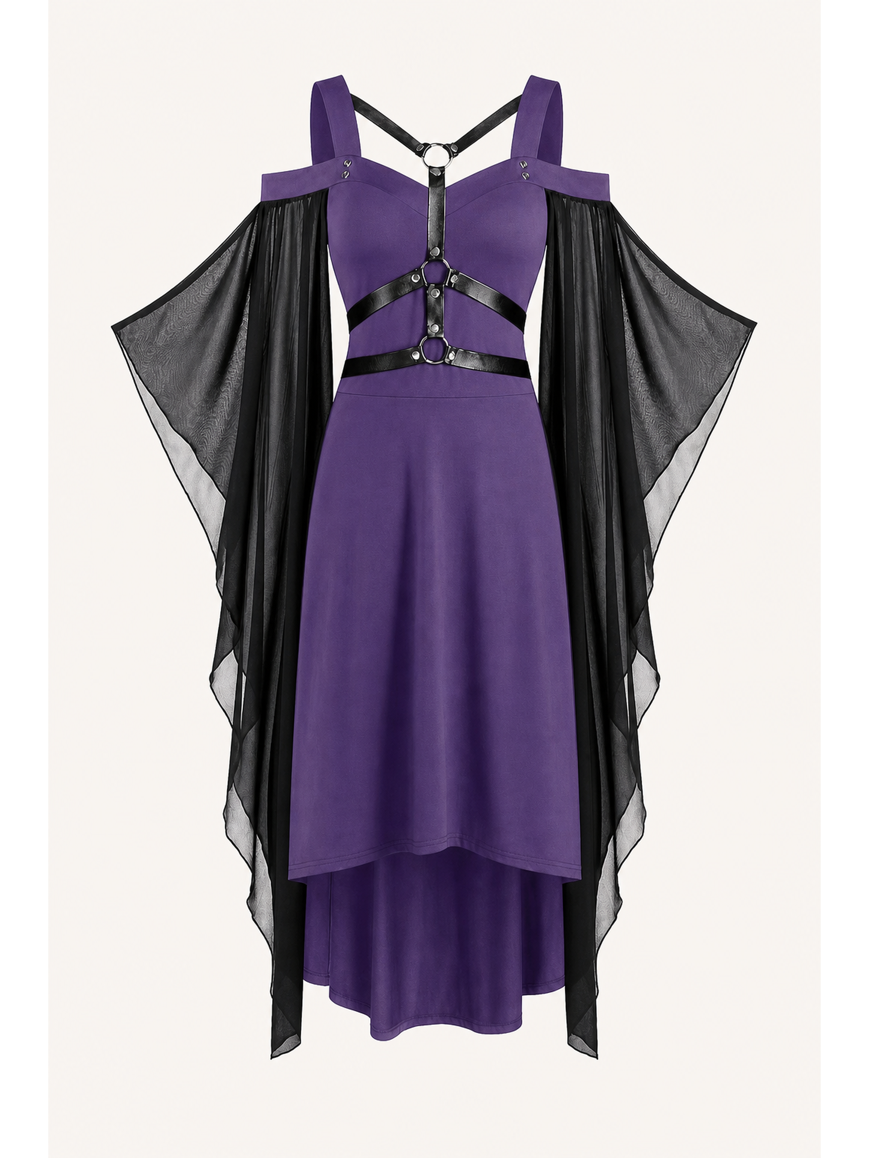 Purple Dress with Cape and Straps for Halloween
