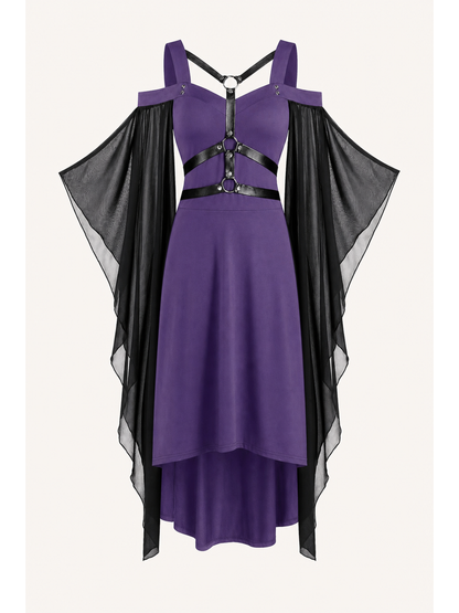 Purple Dress with Cape and Straps for Halloween