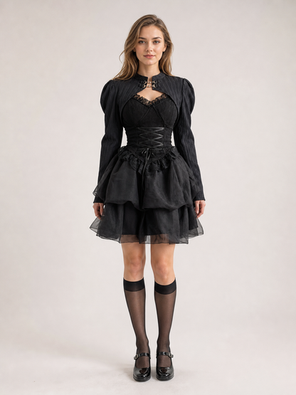 Black Gothic Corset Dress for Halloween
