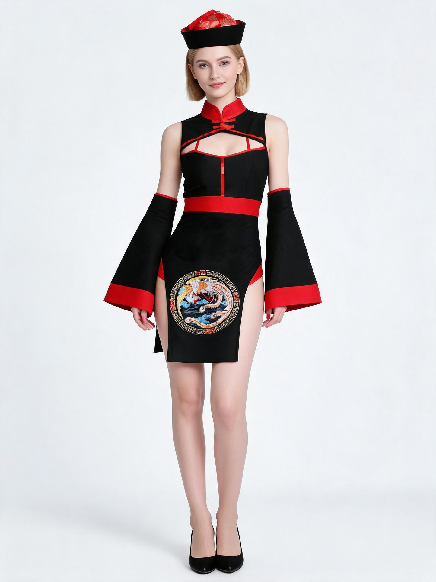 Black and Red Jiangshi Halloween Costume