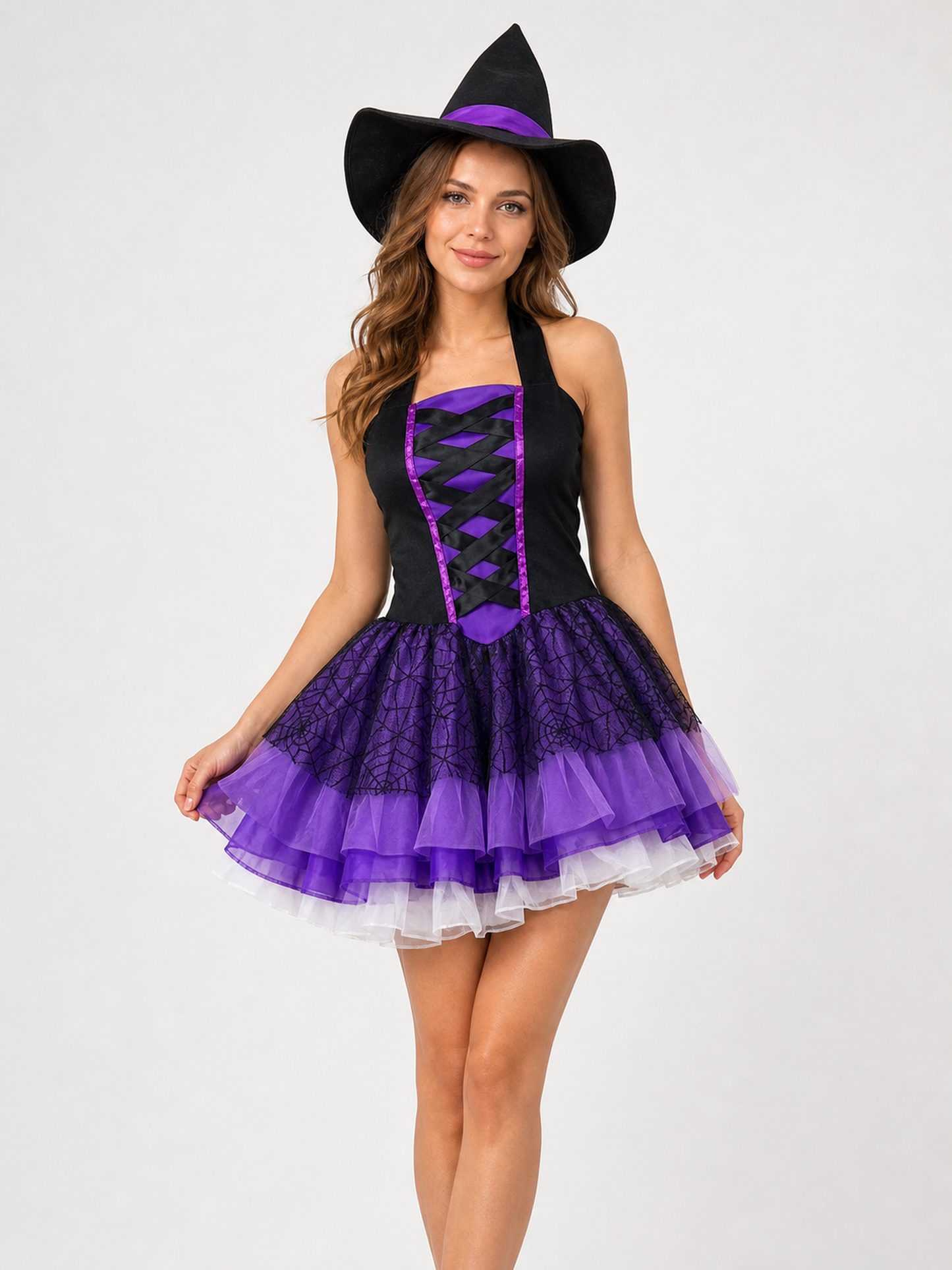 Witch Dress with a Full Skirt and Hat for Halloween