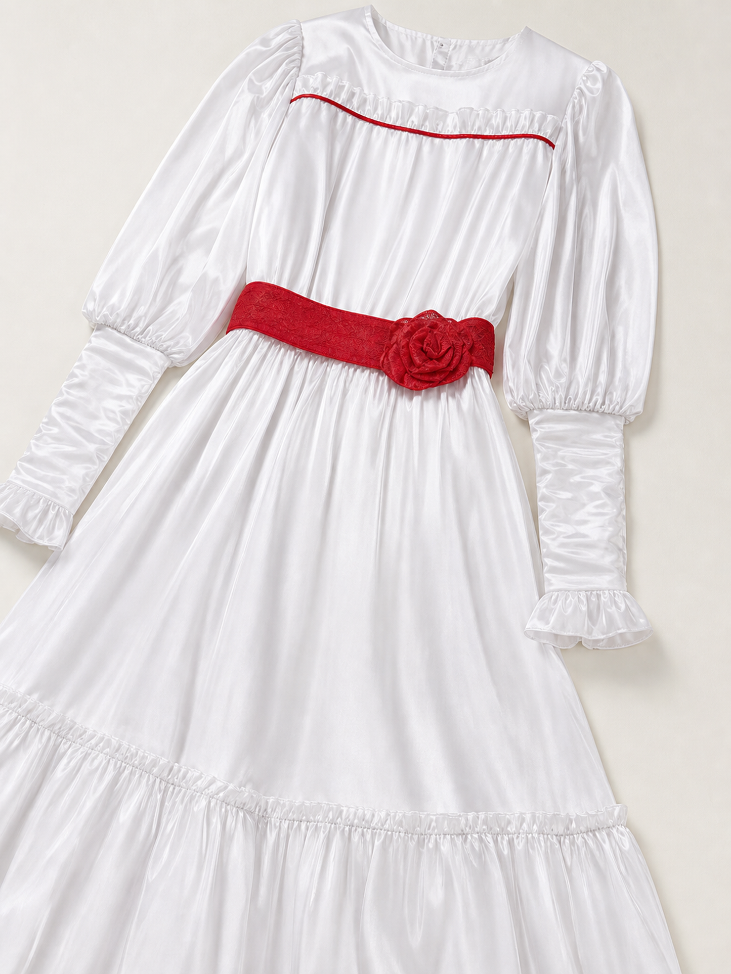 White Dress with a Red Belt for Halloween