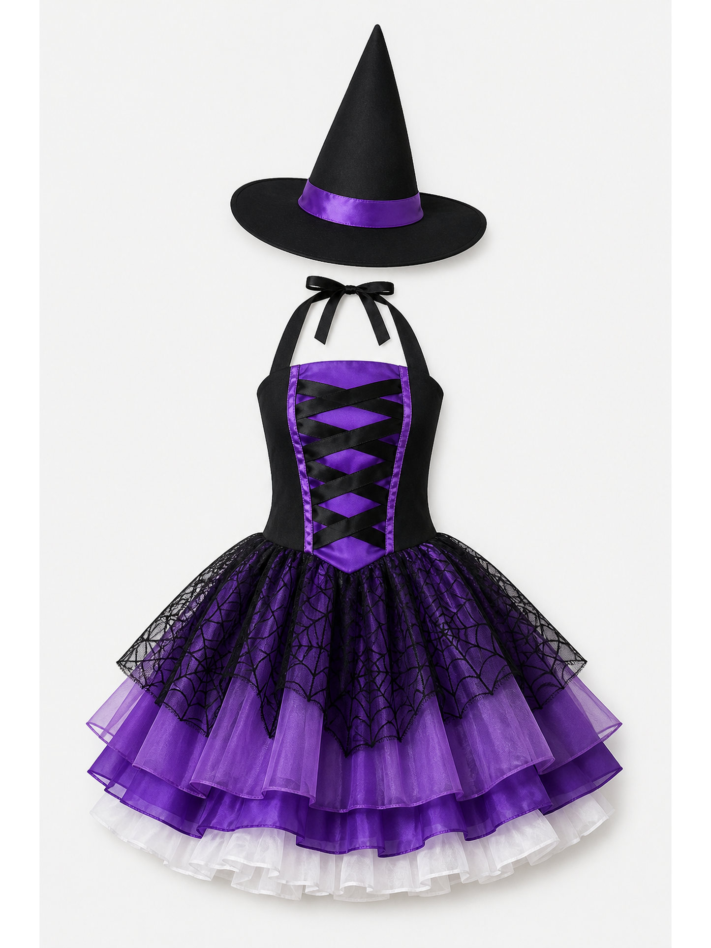 Witch Dress with a Full Skirt and Hat for Halloween
