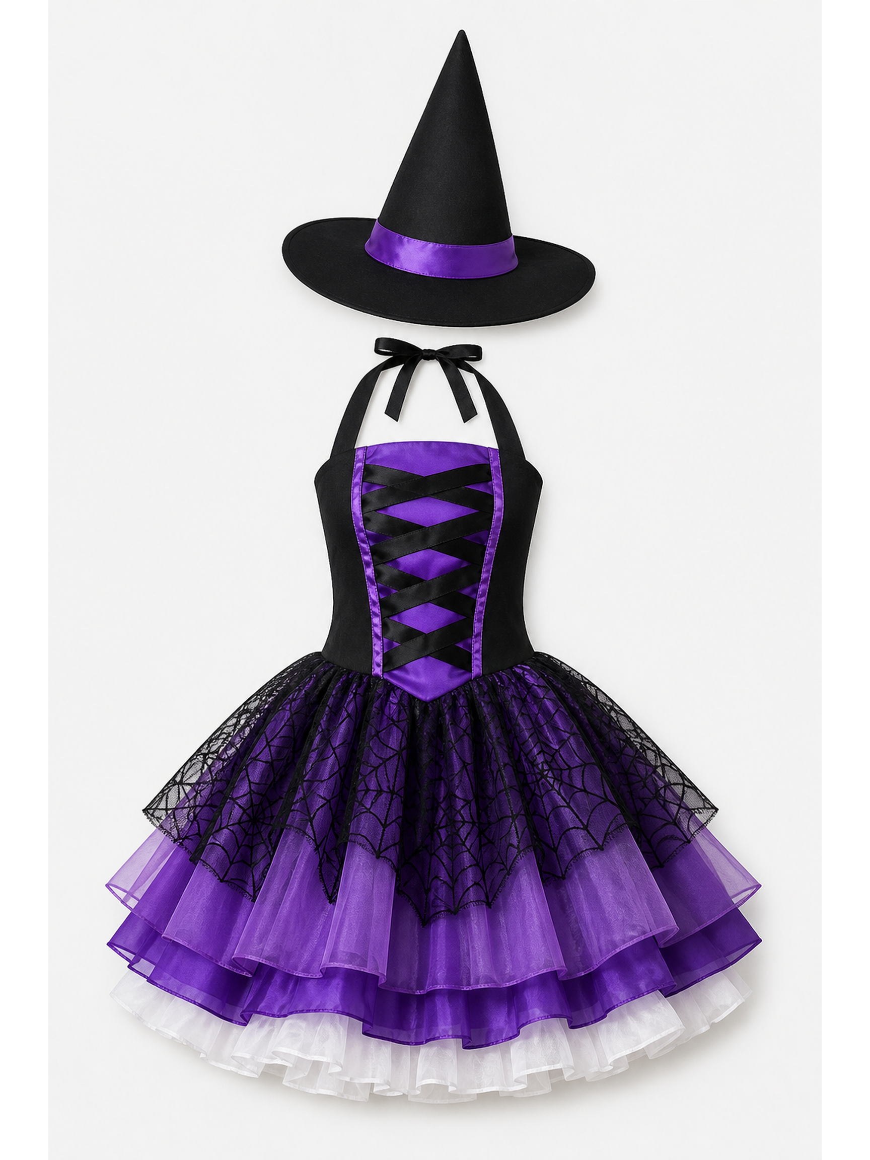 Witch Dress with a Full Skirt and Hat for Halloween