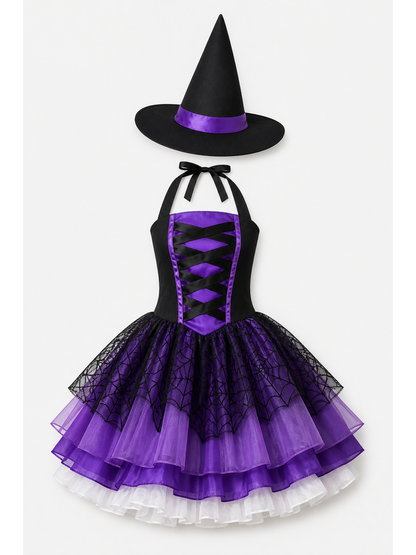 Witch Dress with a Full Skirt and Hat for Halloween
