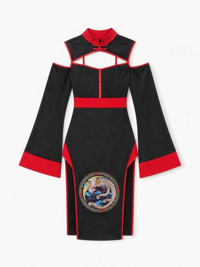 Black and Red Jiangshi Halloween Costume