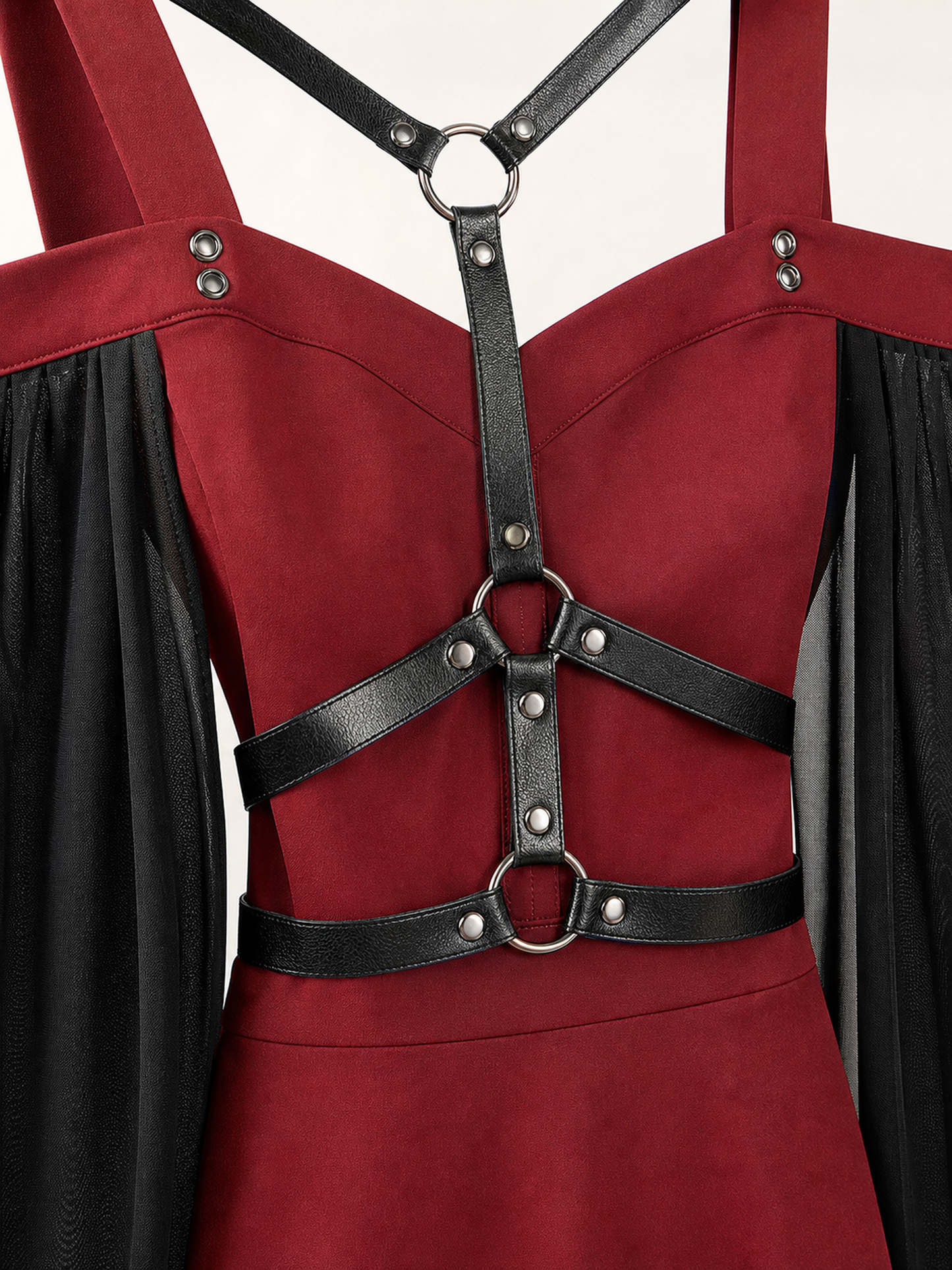 Burgundy Witch Dress with Wings for Halloween