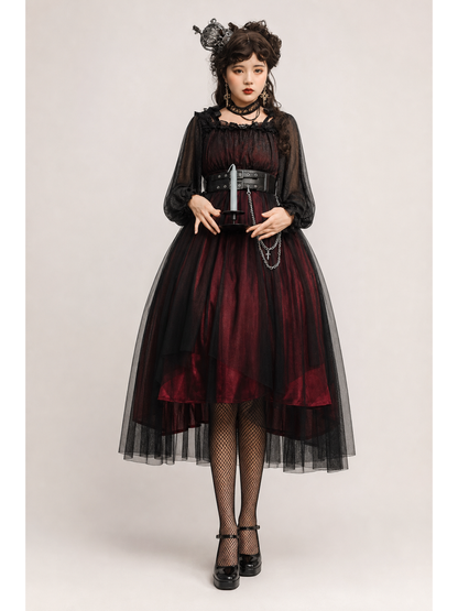 Red Witch Lolita Dress with Belt and Chain for Halloween