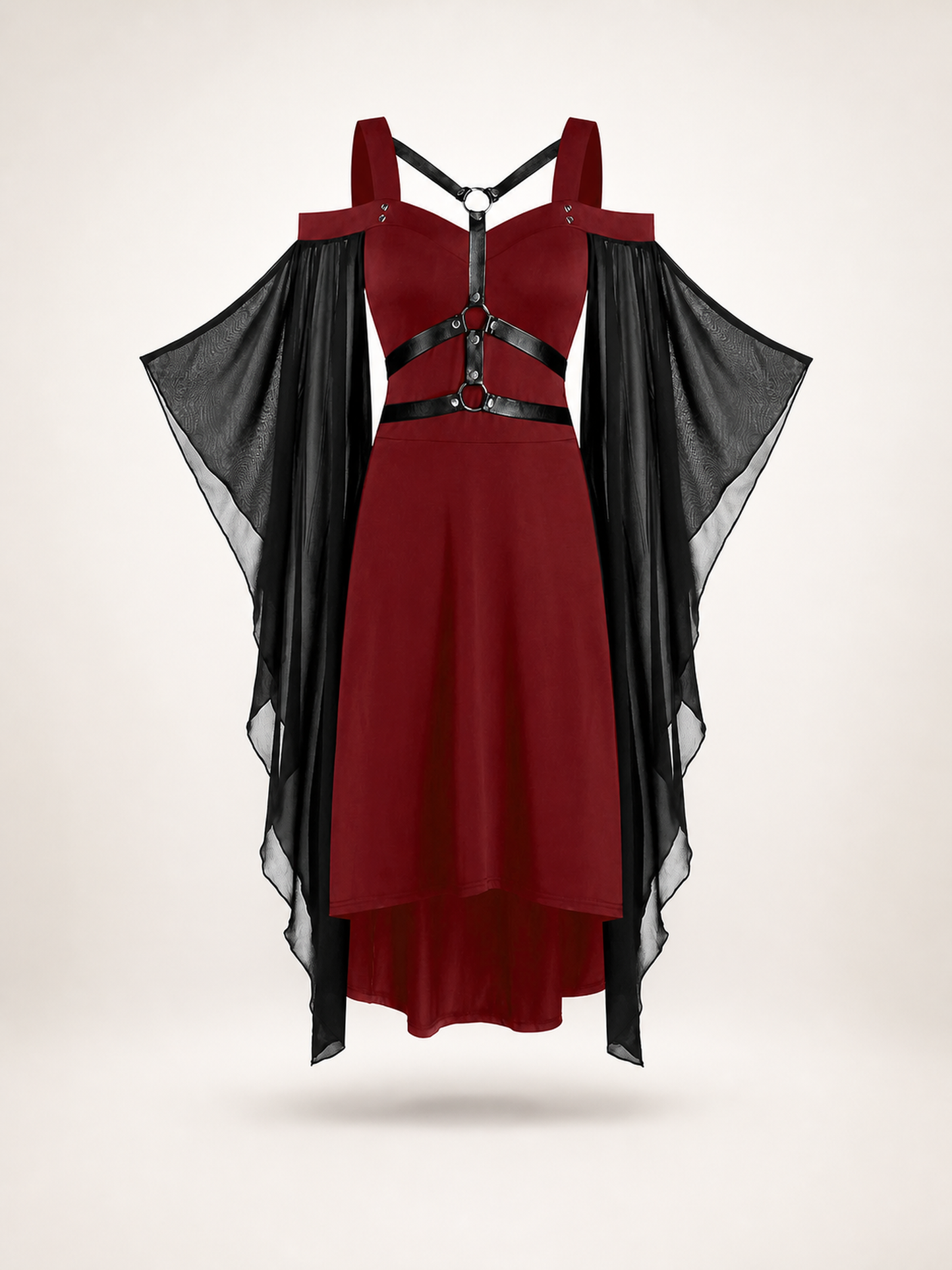 Burgundy Witch Dress with Wings for Halloween