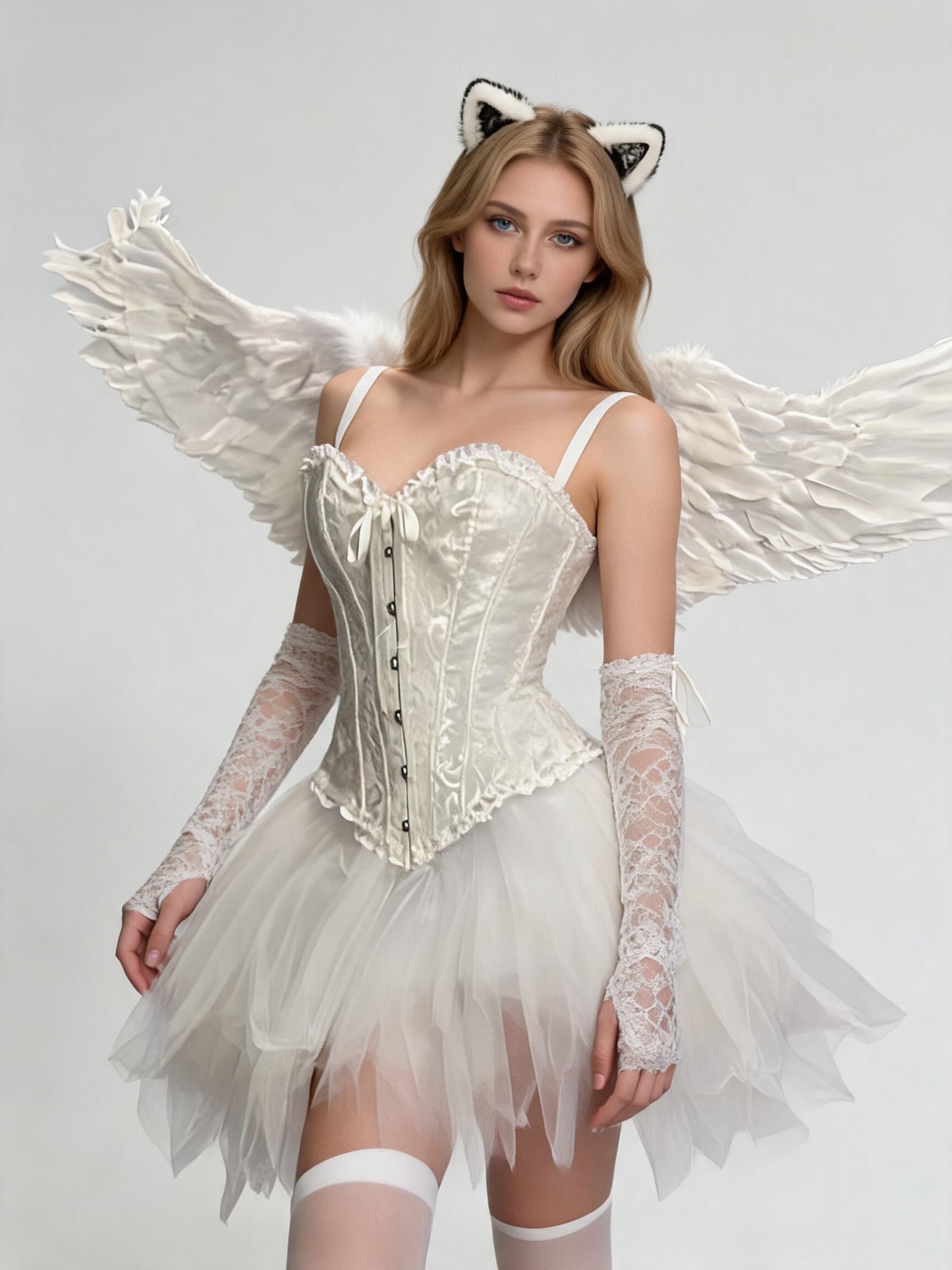 White Angel Costume with Skirt for Halloween