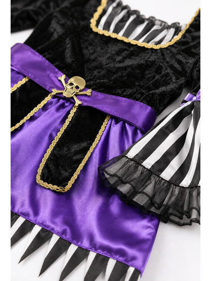 Purple Pirate Costume with Tricorn Hat for Halloween