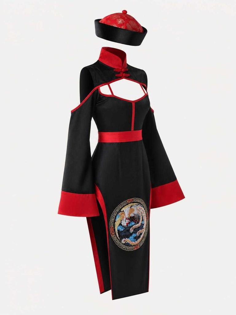 Black and Red Jiangshi Halloween Costume