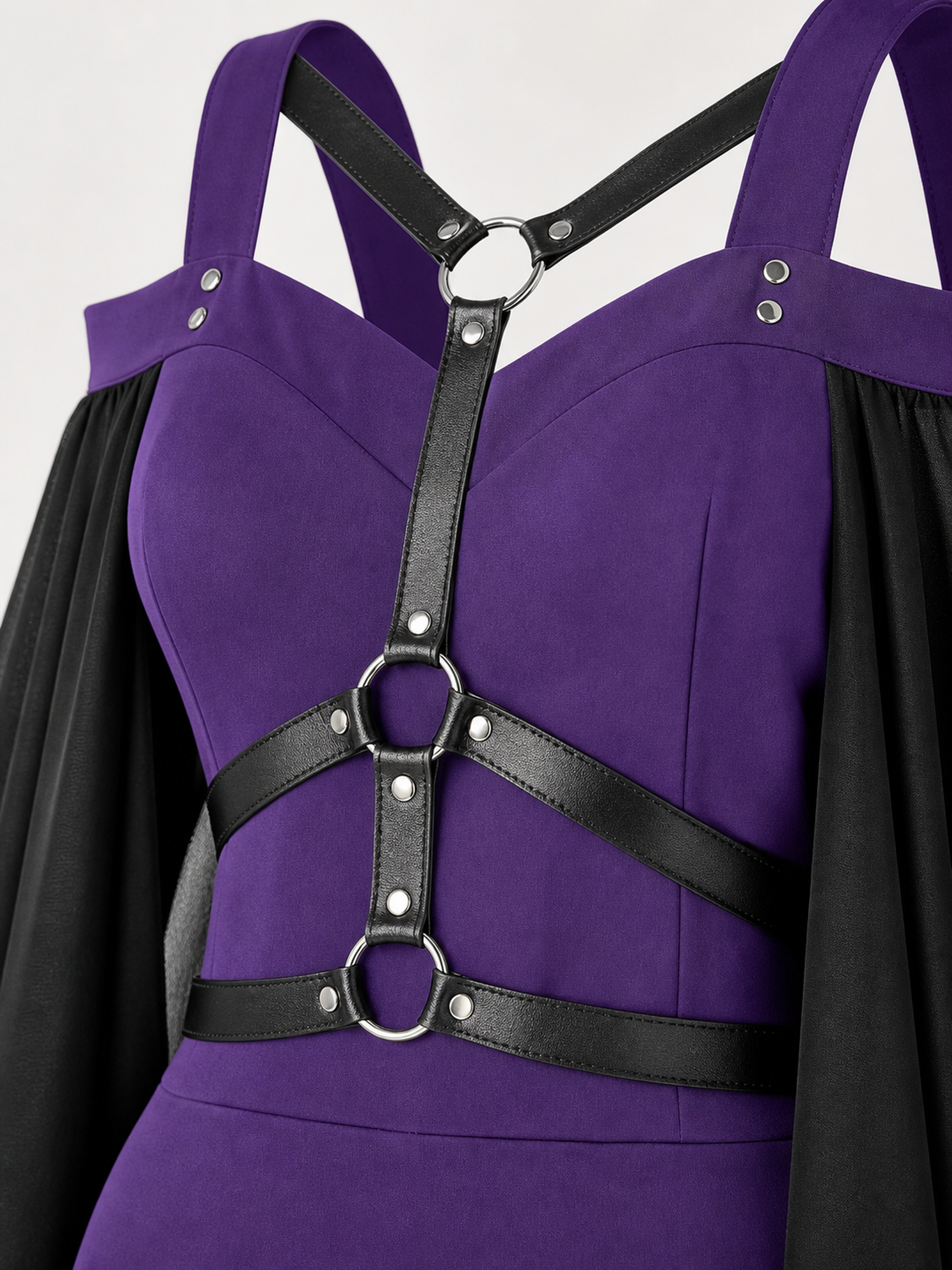 Purple Dress with Cape and Straps for Halloween