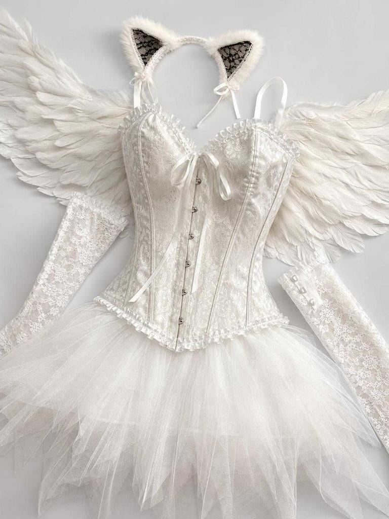 White Angel Costume with Skirt for Halloween