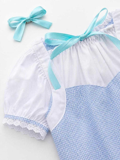 Blue Plaid Costume with Apron for Carnival