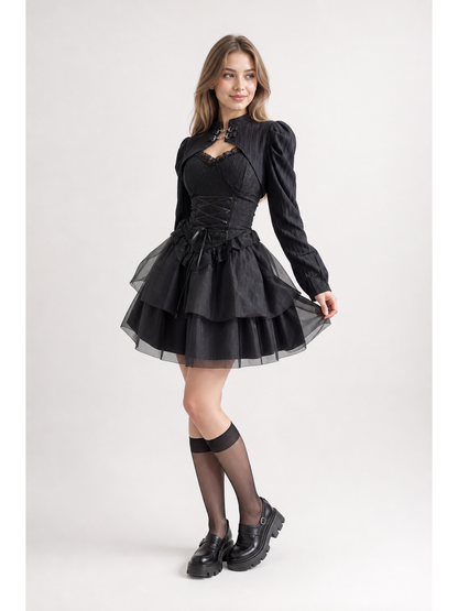 Black Gothic Corset Dress for Halloween