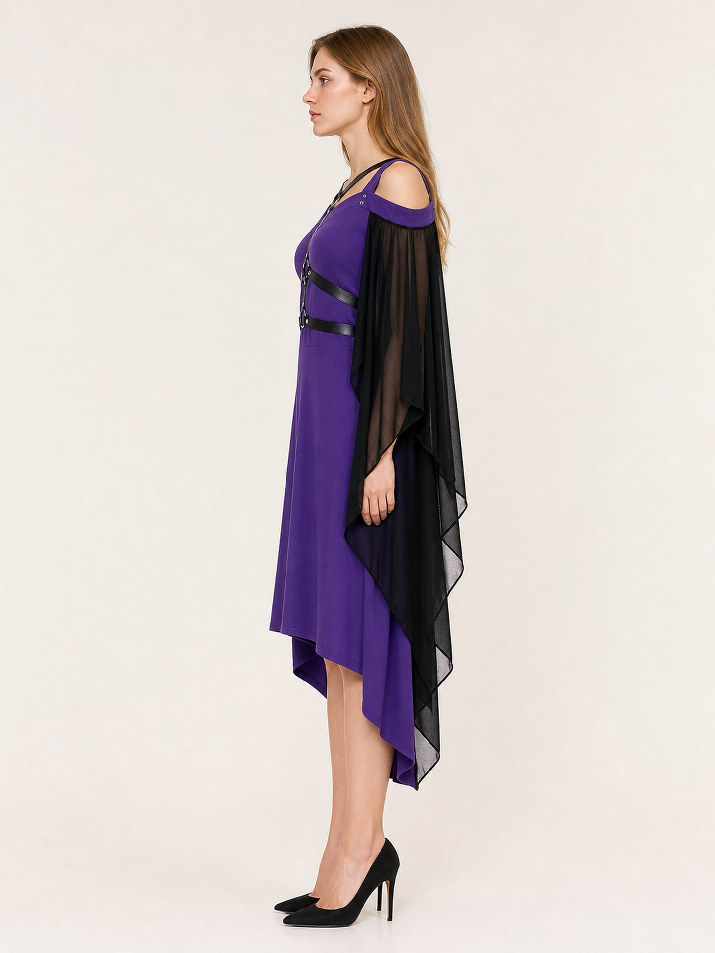 Purple Dress with Cape and Straps for Halloween