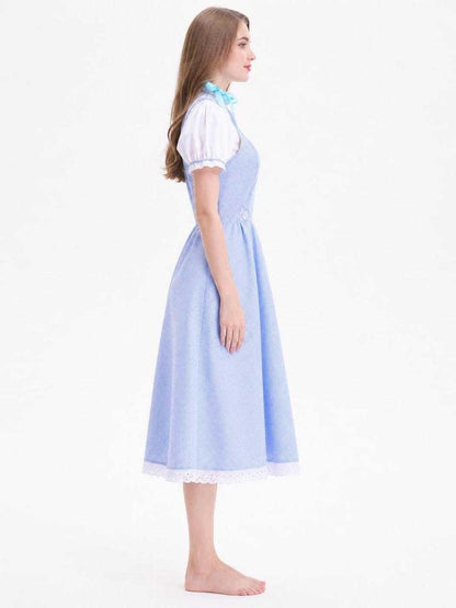 Blue Plaid Costume with Apron for Carnival