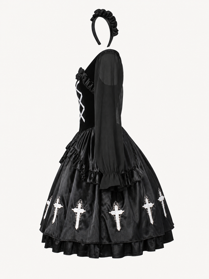 Gothic Dress with Headband for Halloween