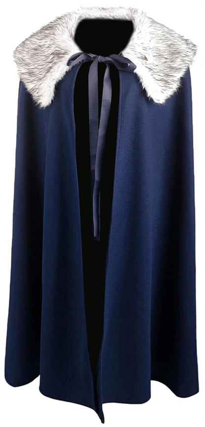 Blue Costume Cloak with Fur-Look Collar