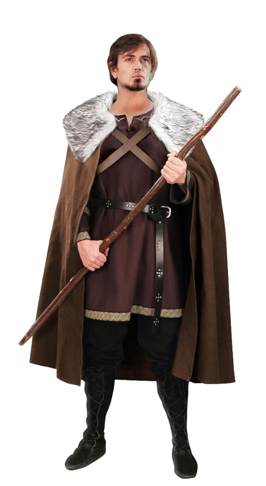 Brown Costume Cloak with Fur Collar