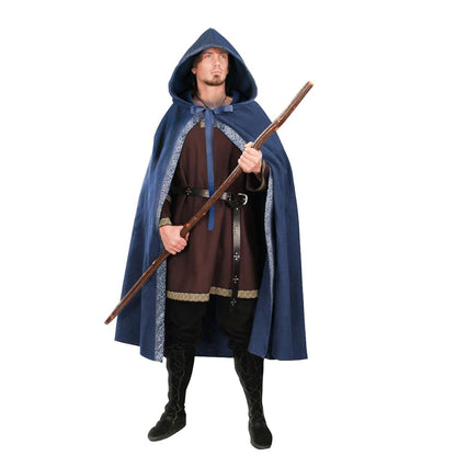 Blue Medieval Hooded Carnival Cloak