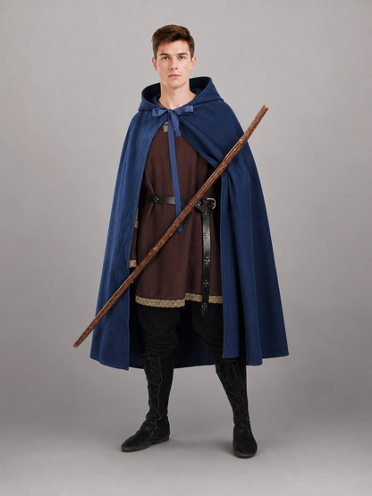Blue Hooded Medieval Carnival Cloak