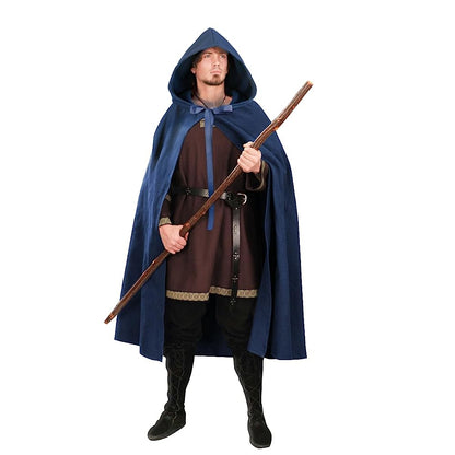 Blue Hooded Medieval Carnival Cloak