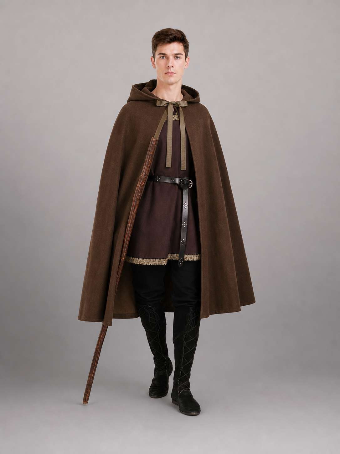 Brown carnival hood with tie