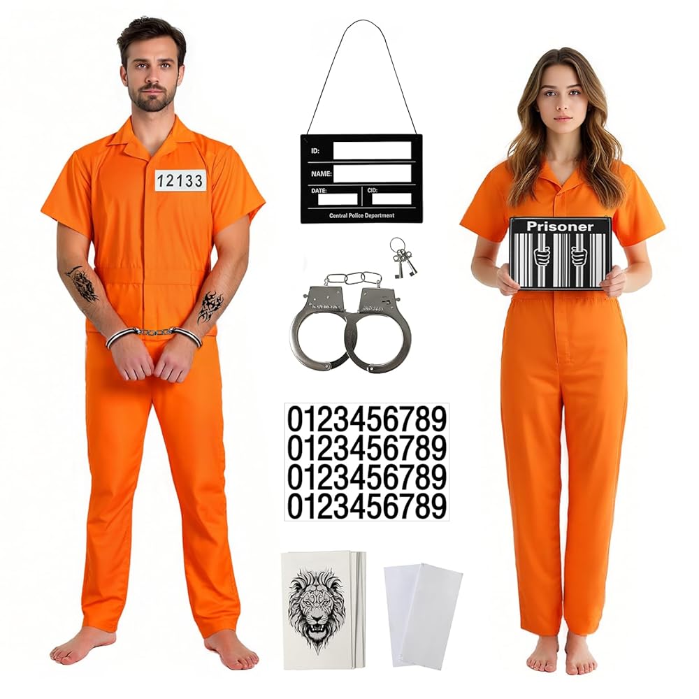 Prisoner Costume, Orange, XS, Accessories