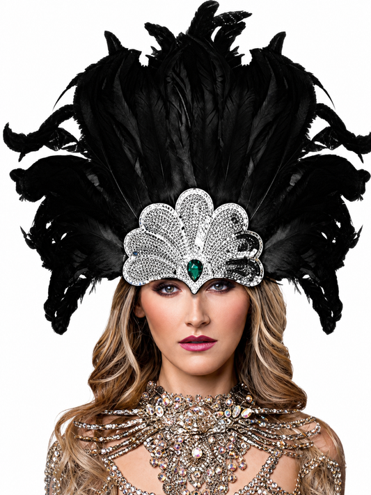 Feather and Bead Headpiece for Masquerade