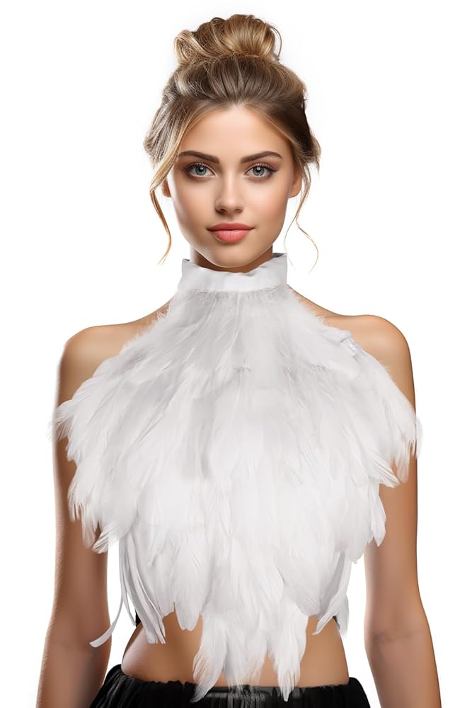 White Feather Dickey for Costumes and Performances