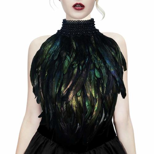 Feathered Halter Top with Beaded Collar