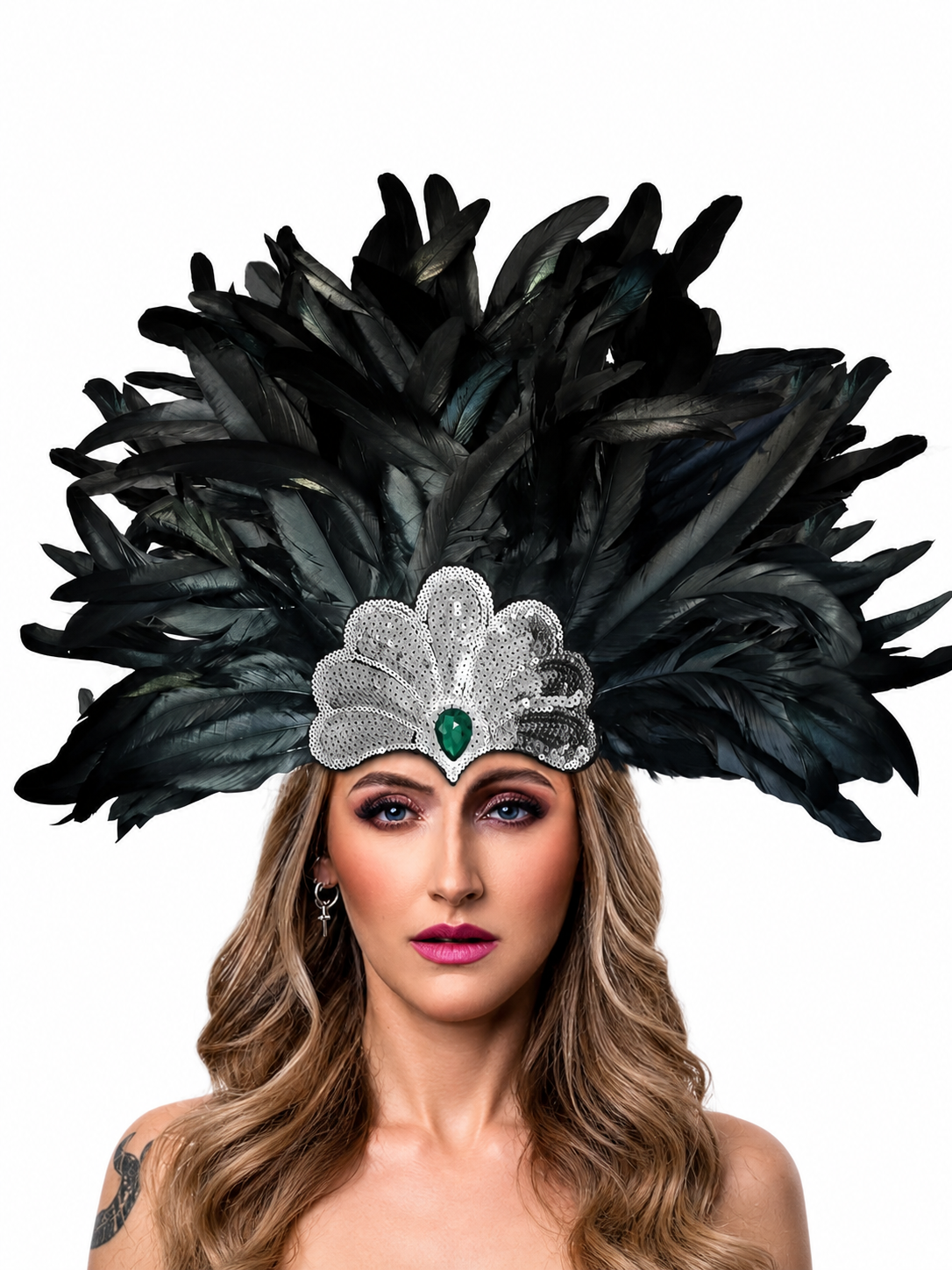 Carnival Feather and Bead Headpiece