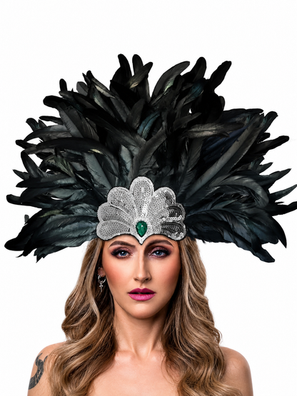 Carnival Feather and Bead Headpiece
